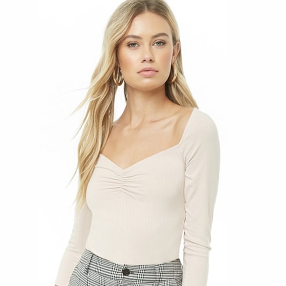 Forever 21 Tops - Forever 21 Ruched Ribbed Blush Top NWT
